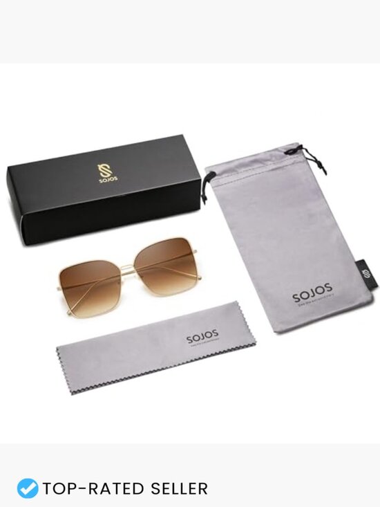 Trendy Oversized Square Sunglasses UV400 Protection Metal Frame Retro Shades main image 5